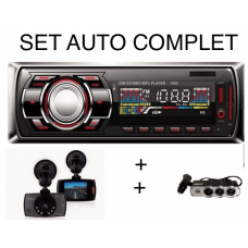 Pachet Radio Mp3 cu afisaj RGB si telecomanda ,camera auto full Hd si Priza tripla + USB pentru bricheta auto